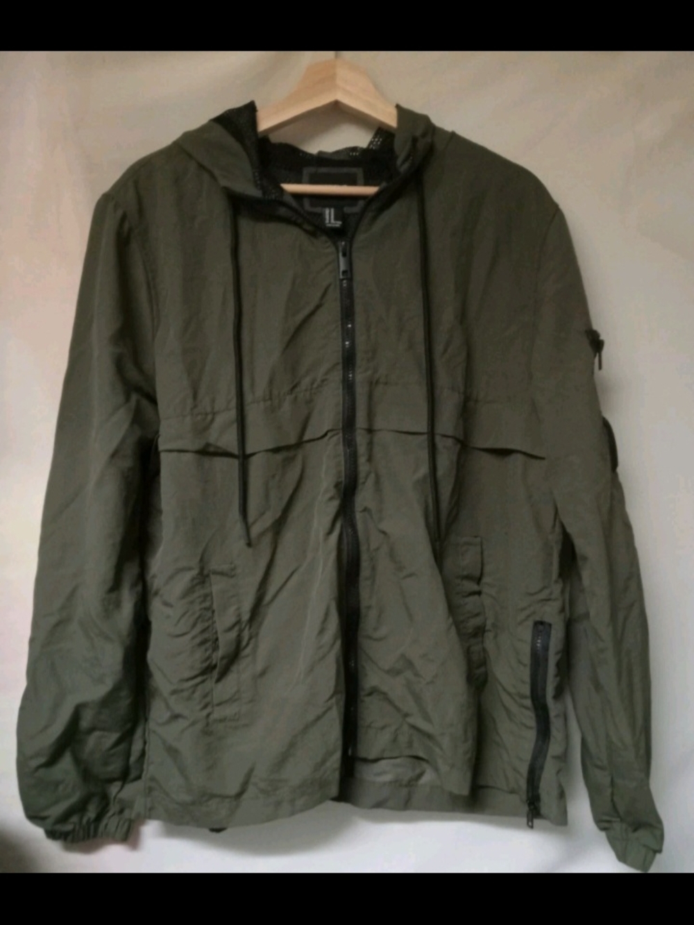 Forever 21 Olive Hooded Windbreaker Jacket